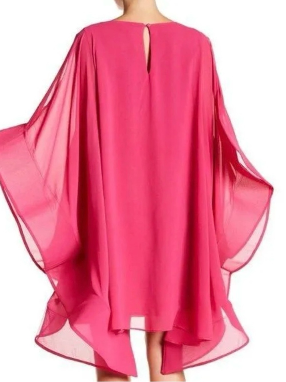Gracia Fuchsia Pink Chiffon Cape Sleeve Dress